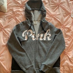 Brand: PINK zip up sweatshirt. Size: Small. Color: Gray.